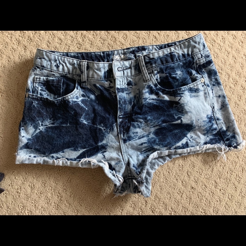 High rise tie-dye jean shorts